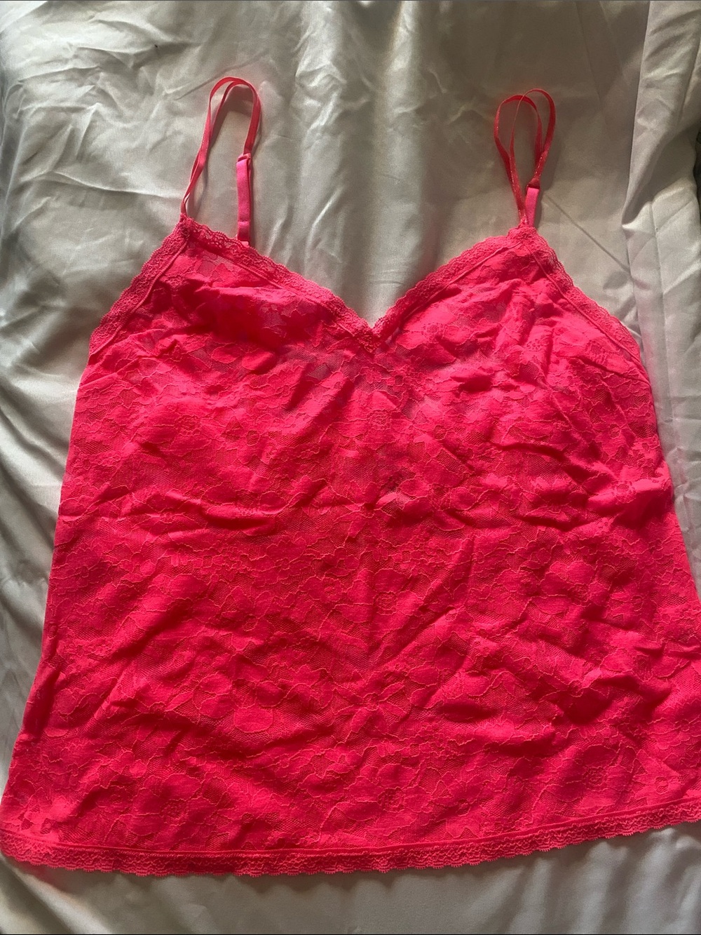 Victoria's Secret Hot Pink Lace Camisole Size L/G
